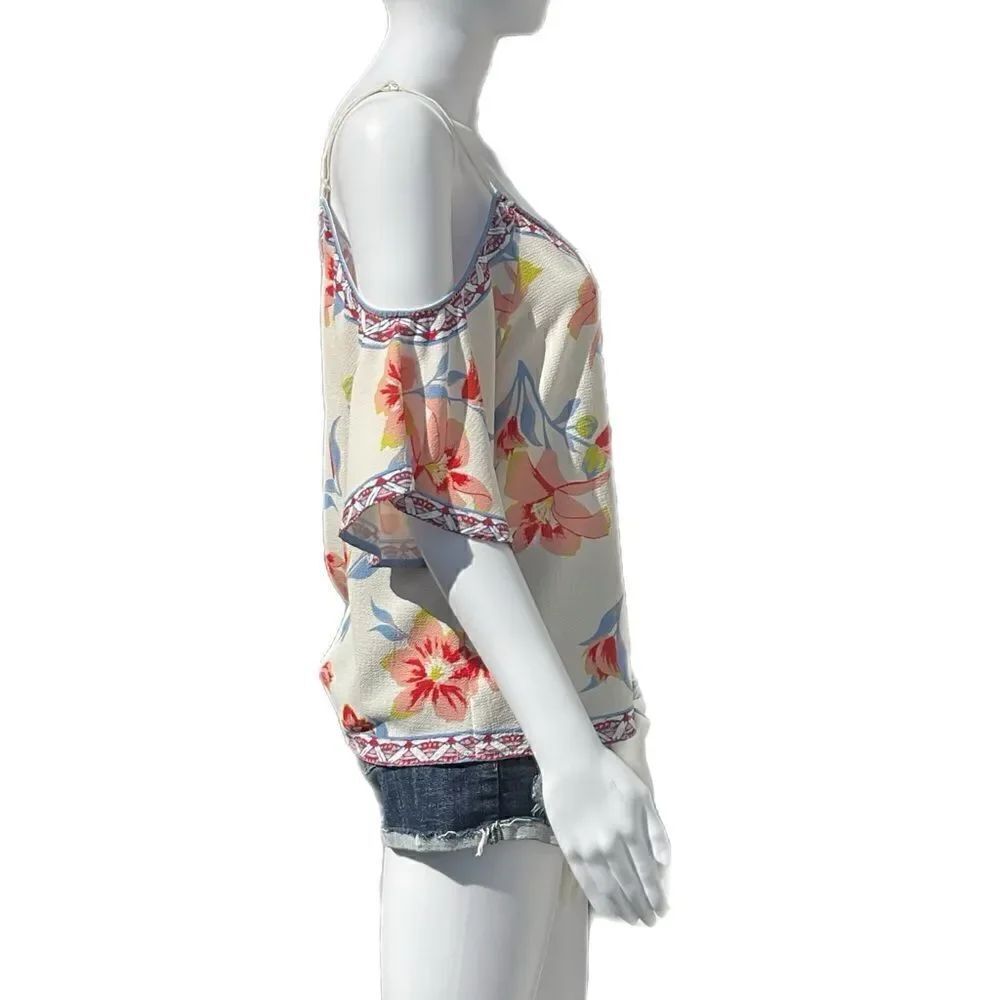 Cold Shoulder Tropical Top (White) - Picture 5 of 10